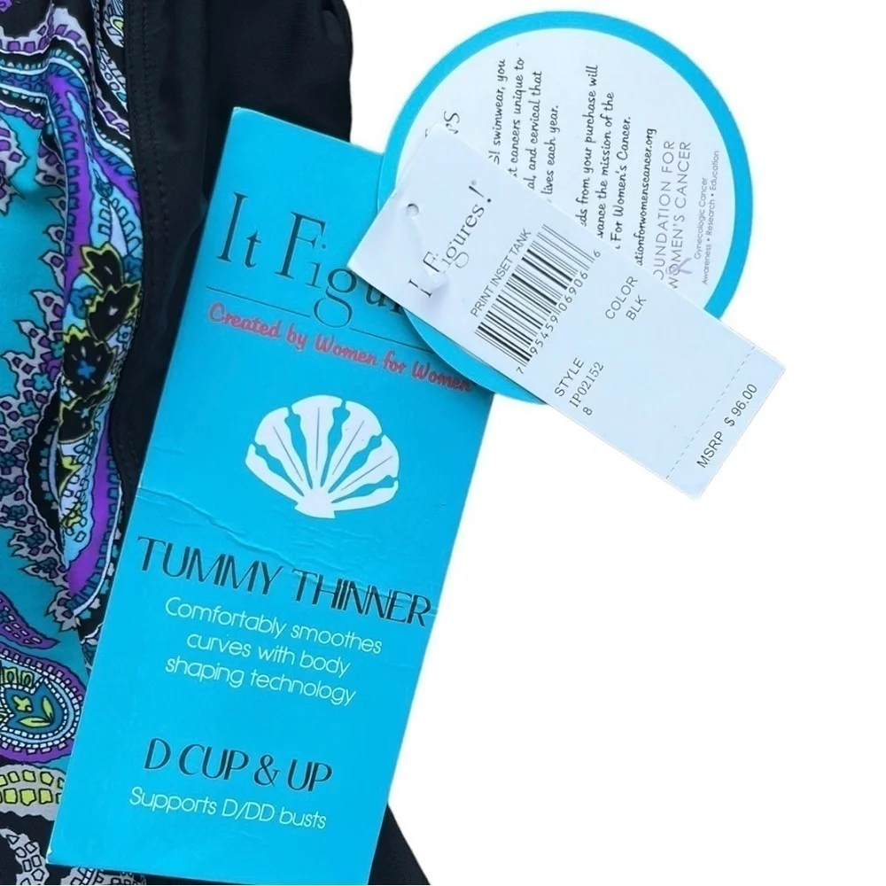 NWT It Figures! Print Inset One Piece Swimsuit Size 8